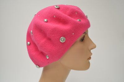 Ярко розовый берет стразы