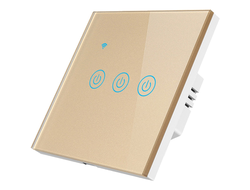 Умный Wi-Fi выключатель ROXIMO сенсорный, трехклавишный, золотой  SWSEN01-3G
