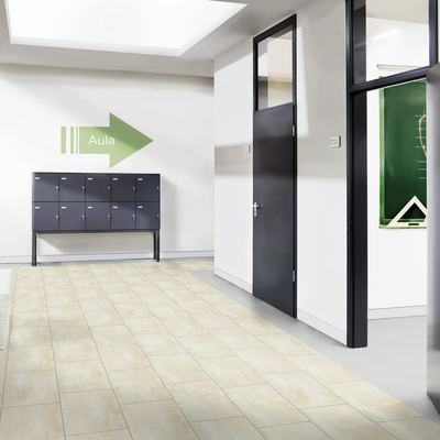 Виниловый пол Wineo 400 Stone Harmony Stone Sandy DLC00134 в интерьере офиса