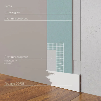 Напольный плинтус Decor Dizayn DD708, 2 метра