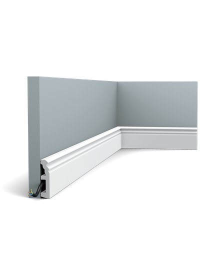 Плинтус ORAC Decor SX195, дюрополимерный, влагостойкий, ударопрочный, под покраску, длина 2 метра