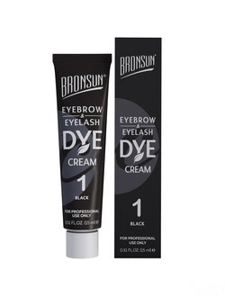 BRONSUN Крем-краска для бровей и ресниц BRC-0001, черный №1, 15мл
