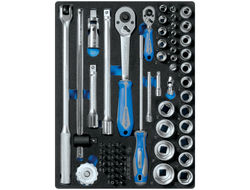 Набор торцевых головок 1/4", 1/2" с принадлежностями, ложемент, 60 предметов KING TONY 9-7560MRV01