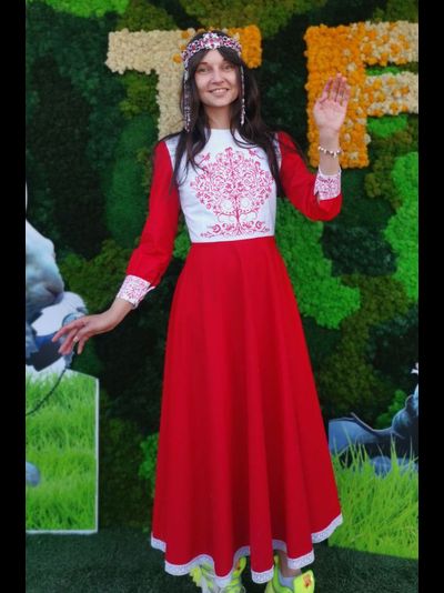 Платье "Древо времени" крапива красное