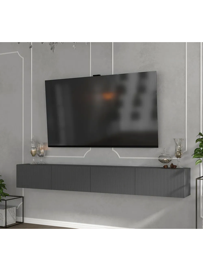 Инфинити тумба под ТВ подвесная  2400 мм Графит / мдф Эйфория QR-17