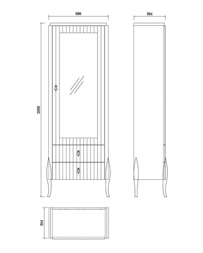 ВИТРИНА RIMINI  (L68,6*P36,4*H200) FRATELLI BARRI FB.DC.RIM.695