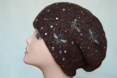 Коричневый берет с пчелами Vizio Италия 5866