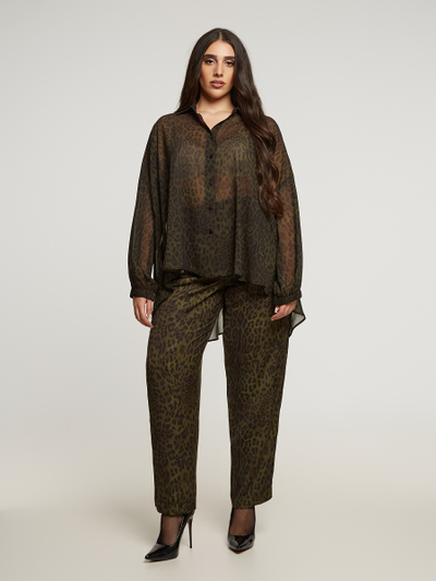 Рубашка полупрозрачная с принтом леопард
