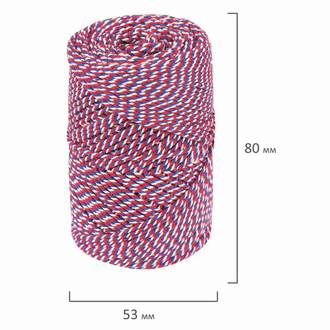 Нить хлопчатобумажная для прошивки документов, ТРИКОЛОР, диаметр 1,6 мм, длина 120 м, сменный блок, BRAUBERG, 601814
