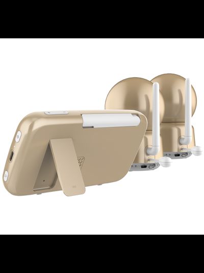 Wi-Fi видеоняня Ramili Baby RV1600X2 с повышенной дальностью (монитор-камера до 400 м), монитор 5" и 2 поворотные видеокамеры, просмотр через мобильные устройства по сервису р2р, DVR, Full HD 2 Mp