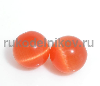 бусина кошачий глаз(синтетическая), диаметр-8 мм, цвет-оранжевый, 5 шт/уп
