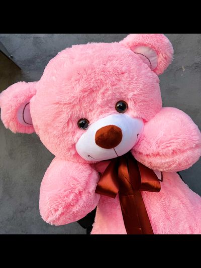 Большой плюшевый медведь 135 см розовый Феликс