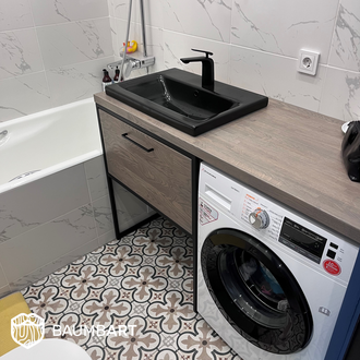 Тумба ДЖОЙ под раковину и стиральную машину серая
