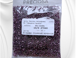 Темный аметист прозрачный бисер с серебряной линией