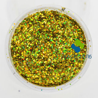 Полиэстровый глиттер блёстки Светлое Золото Голография 0,4 мм 1 кг