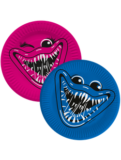 Тарелки (7''/18 см) Зубастики, Синий/Фуше, 6 шт.