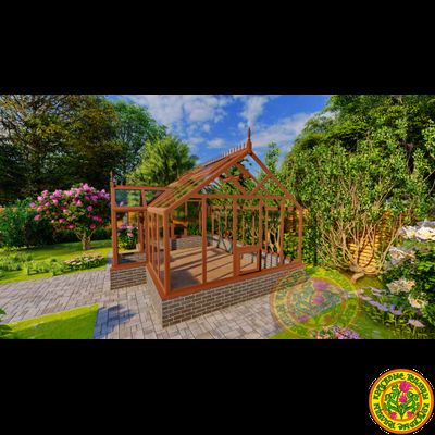 Базовая комплектация теплицы в английском стиле с холлом из стекала и алюминия ЕЛИЗАВЕТА L размером 5000 х 4000 мм