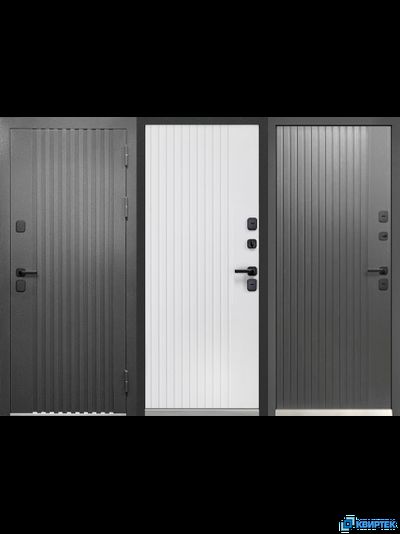 Дверь входная металлическая с терморазрывом Luxor Termo Рейка Муар 7024 в Челябинске | КВИРТЕК
