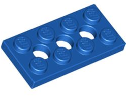 Technic, Plate 2 x 4 with 3 Holes, Blue (3709b / 370923)