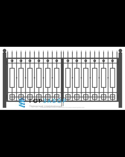 Купить металлические распашные ворота с элементами ковки KSZ15-39 на заводе в Москве
