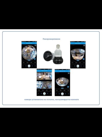 Панорамная WiFi видеоняня/видеокамера (лампа накаливания, цоколь Е27) с DVR, HD 960p (360EyeS)