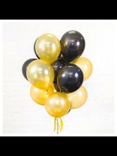 10 гелиевых шаров "Золото-Черных"