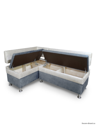 Кухонный угловой диван "Форум-4", Серый/Слоновая кость Левый