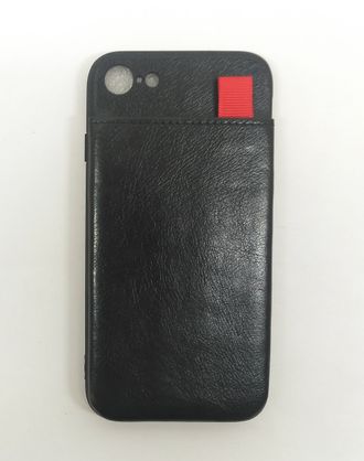 Защитная крышка iPhone 7, кожзам, с визитницей, черная
