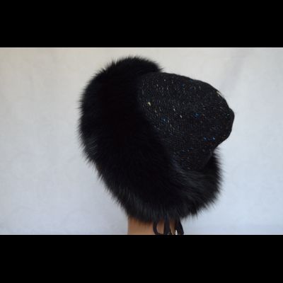 Женская шапка с мехом Vizio Италия 6136 CCP темносиняя