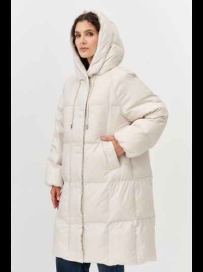 Пуховик жемчужный с квадратной стежкой