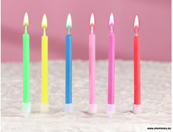Набор свечей в торт 6 штук с цветным пламенем