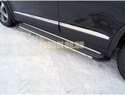 Пороги алюминиевые "Slim Line Silver" 1720 мм ТСС для Haval M6 2023-