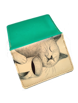 Обложка на автодокументы с принтом "Котик с чашкой"