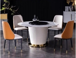 Мебель для гостиной DS-201. Стол, стулья, массив, МДФ, Латунь, Экокожа. Турция