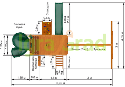 Детская площадка IgraGrad Шато 2 с трубой (Домик) купить в Воронеже