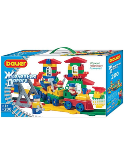 Детский развивающий конструктор Bauer серии Железная дорога 200 деталей