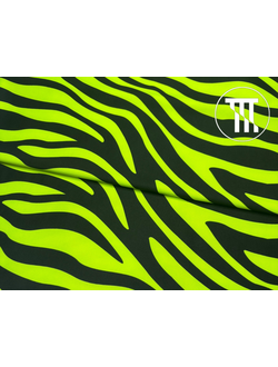 Спортивный трикотаж принт Зебра, цв. Неон-лайм