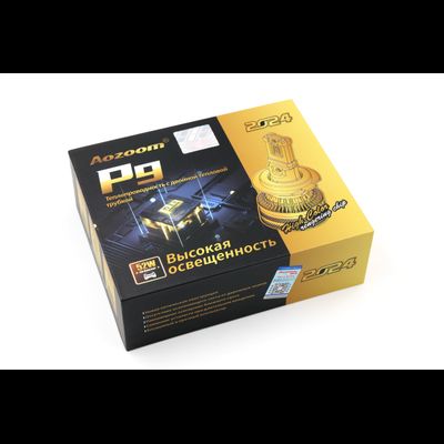 Светодиодные автолампы головного света Aozoom P9/HB3/HB4 (9006/9005) с вентилятором, 12V, 52W, 5500K, чип Korea WT52 (2шт)