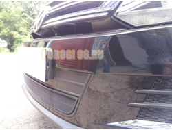 Защита радиатора для Volkswagen Tiguan 2011-2016 (4 части) black верх