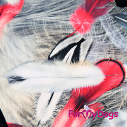 Комбинезон для крупной собаки Перышки серо-красный