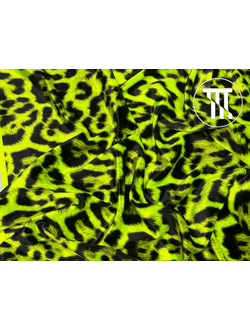 Бархат-стрейч принт Леопард с ворсинками, цв. Неон-желтый
