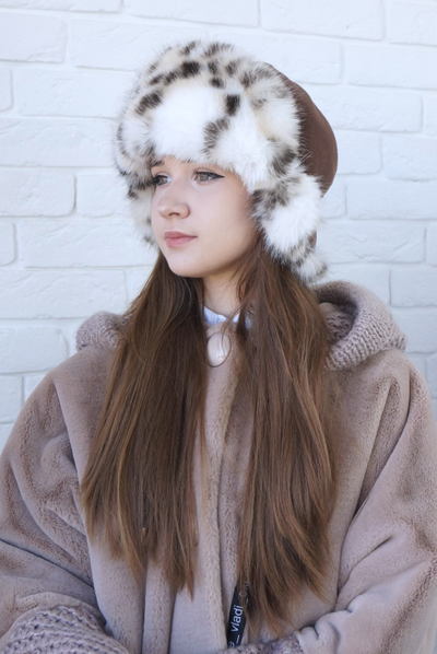 Ушанка "Север" цвет кофе + рысь