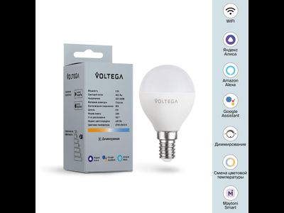 Светодиодная лампа Wi-Fi Globe E14 5W 2700K-6500K MIX DIM 180°, 2428