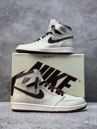 Nike Air Jordan 1 Mid Sail and Burgundy