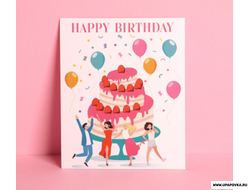 Открытка  «День Рождения» торт  8,8 × 10,7 см