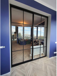 перегородка раздвижная прозрачная в клетку