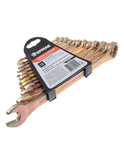 ЕРМАК Набор ключей рожково-накидных, 12 предм., 6-22мм, желтый цинк,