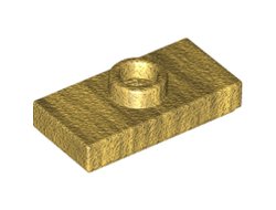 Plate, Modified 1 x 2 with 1 Stud with Groove and Bottom Stud Holder Jumper, Pearl Gold (15573 / 6092594)