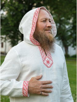 Льняная рубашка с капюшоном "Солнце"