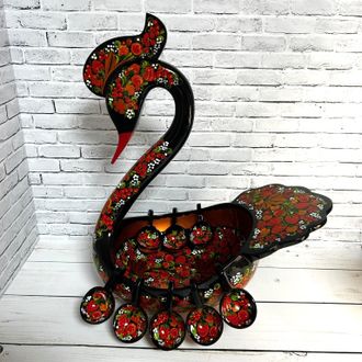 Лебедь с ковшами 50*40*23 см сувенирный с росписью Хохлома